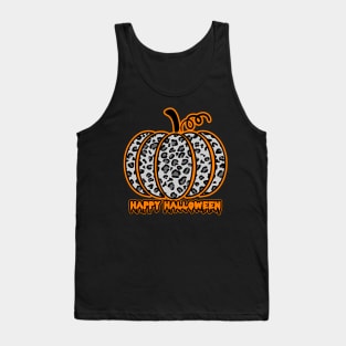 Leopard Print Pumpkin Halloween tee Tank Top